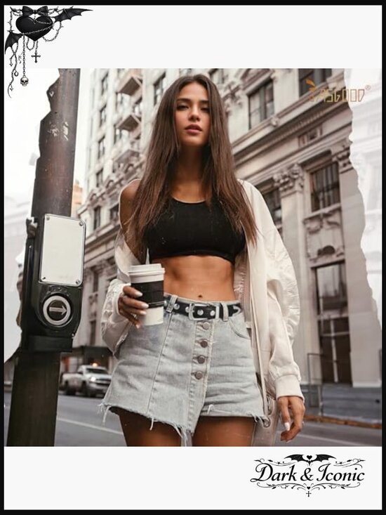Faux Leather Studded Punk Belt - Adjustable Waist main image 4